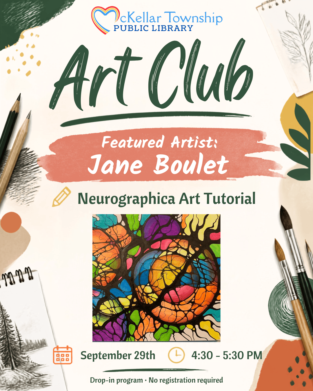 Explore Neurographica with Guest Artist Jane Boulet at Art Club