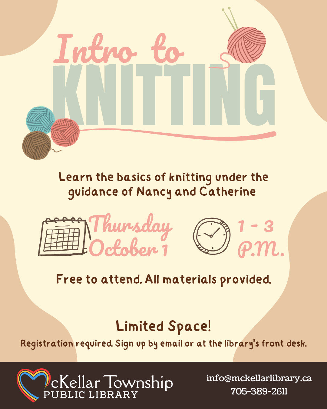 Learn to Knit at McKellar Public Library